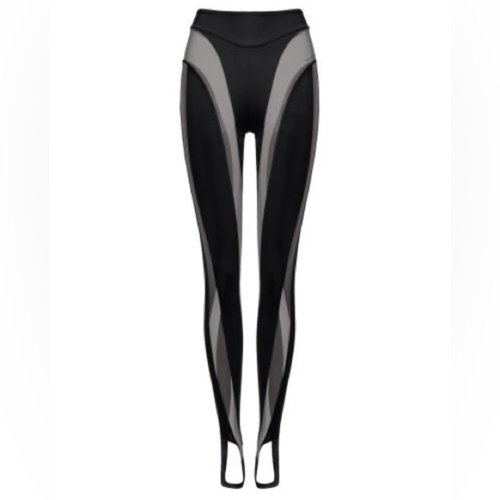H&M x MUGLER SHEER SPIRAL LEGGINGS - BLACK